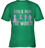 Womens Girls Run The World  International Women's Day Feminist V Neck T Shirt Youth T-Shirt