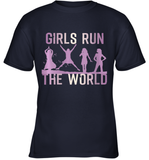 Womens Girls Run The World  International Women's Day Feminist V Neck T Shirt Youth T-Shirt