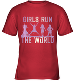 Womens Girls Run The World  International Women's Day Feminist V Neck T Shirt Youth T-Shirt