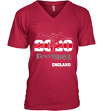 Womens England Flag Football Supporter Sports Gifts V Neck T Shirt V-Neck T-Shirt