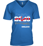 Womens England Flag Football Supporter Sports Gifts V Neck T Shirt V-Neck T-Shirt