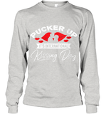 Womens Funny, International Kissing Day, Pucker UP it's V Neck T Shirt Youth Long Sleeve