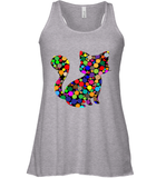 Womens Colourful Cat International dot day V Neck T Shirt Racerback Tank