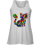Womens Colourful Cat International dot day V Neck T Shirt Racerback Tank