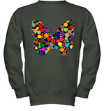 Womens Colourful Butterfly International dot day V Neck T Shirt Youth Sweatshirt