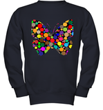 Womens Colourful Butterfly International dot day V Neck T Shirt Youth Sweatshirt