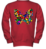 Womens Colourful Butterfly International dot day V Neck T Shirt Youth Sweatshirt