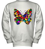 Womens Colourful Butterfly International dot day V Neck T Shirt Youth Sweatshirt