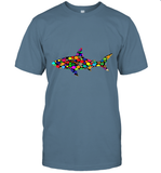 Womens Colourful Shark International dot day V Neck T Shirt T-Shirt