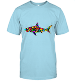 Womens Colourful Shark International dot day V Neck T Shirt T-Shirt