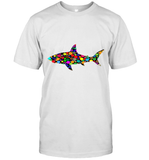 Womens Colourful Shark International dot day V Neck T Shirt T-Shirt