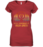 Womens 19th Amendment 1920 2020 Women's Right To Vote Retro Sunset V Neck T Shirt Women's V-Neck T-Shirt