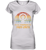 Womens 19th Amendment 1920 2020 Women's Right To Vote Retro Sunset V Neck T Shirt Women's V-Neck T-Shirt