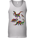 Womens Colourful Dinosaur International dot day V Neck T Shirt Tank Top