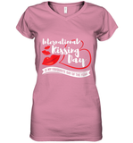 Womens Funny, International Kissing Day, International Kissing Day V Neck T Shirt Women's V-Neck T-Shirt