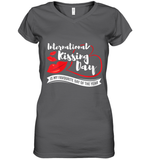 Womens Funny, International Kissing Day, International Kissing Day V Neck T Shirt Women's V-Neck T-Shirt