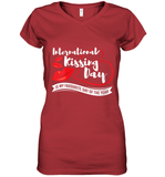 Womens Funny, International Kissing Day, International Kissing Day V Neck T Shirt Women's V-Neck T-Shirt