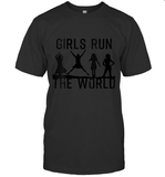 Womens Girls Run The World  International Women's Day Silhouette V Neck T Shirt T-Shirt