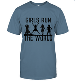 Womens Girls Run The World  International Women's Day Silhouette V Neck T Shirt T-Shirt