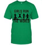 Womens Girls Run The World  International Women's Day Silhouette V Neck T Shirt T-Shirt