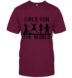 Womens Girls Run The World  International Women's Day Silhouette V Neck T Shirt T-Shirt