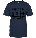 Womens Girls Run The World  International Women's Day Silhouette V Neck T Shirt T-Shirt