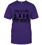 Womens Girls Run The World  International Women's Day Silhouette V Neck T Shirt T-Shirt
