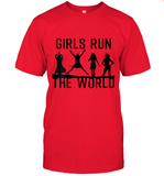 Womens Girls Run The World  International Women's Day Silhouette V Neck T Shirt T-Shirt