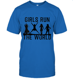 Womens Girls Run The World  International Women's Day Silhouette V Neck T Shirt T-Shirt