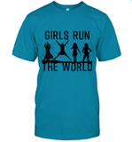 Womens Girls Run The World  International Women's Day Silhouette V Neck T Shirt T-Shirt