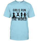 Womens Girls Run The World  International Women's Day Silhouette V Neck T Shirt T-Shirt