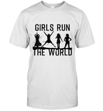 Womens Girls Run The World  International Women's Day Silhouette V Neck T Shirt T-Shirt