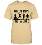Womens Girls Run The World  International Women's Day Silhouette V Neck T Shirt T-Shirt