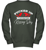 Womens Funny, International Kissing Day, Pucker UP it's V Neck T Shirt Youth Sweatshirt
