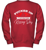 Womens Funny, International Kissing Day, Pucker UP it's V Neck T Shirt Youth Sweatshirt