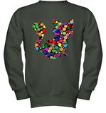 Womens Colourful Cat International dot day V Neck T Shirt Youth Sweatshirt