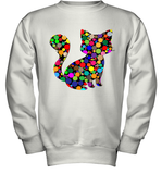 Womens Colourful Cat International dot day V Neck T Shirt Youth Sweatshirt