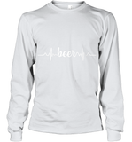 Womens Beer Heartbeat ECG Beer Drinker Gift V Neck T Shirt Youth Long Sleeve