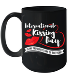 Womens Funny, International Kissing Day, International Kissing Day V Neck T Shirt Ceramic Mug 15oz