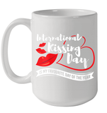 Womens Funny, International Kissing Day, International Kissing Day V Neck T Shirt Ceramic Mug 15oz