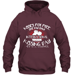 Womens Funny, International Kissing Day, Kisses for free. One day V Neck T Shirt Hoodie