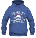 Womens Funny, International Kissing Day, Kisses for free. One day V Neck T Shirt Hoodie