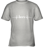 Womens Beer Heartbeat ECG Beer Drinker Gift V Neck T Shirt Youth T-Shirt