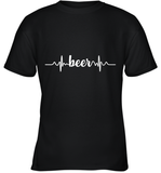 Womens Beer Heartbeat ECG Beer Drinker Gift V Neck T Shirt Youth T-Shirt