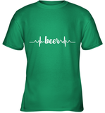 Womens Beer Heartbeat ECG Beer Drinker Gift V Neck T Shirt Youth T-Shirt