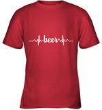 Womens Beer Heartbeat ECG Beer Drinker Gift V Neck T Shirt Youth T-Shirt