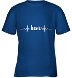 Womens Beer Heartbeat ECG Beer Drinker Gift V Neck T Shirt Youth T-Shirt