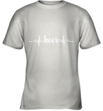 Womens Beer Heartbeat ECG Beer Drinker Gift V Neck T Shirt Youth T-Shirt