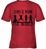 Womens Girls Run The World  International Women's Day Silhouette V Neck T Shirt Youth T-Shirt