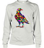 Womens Colourful Dove Bird International Dot day V Neck T Shirt Long Sleeve T-Shirt